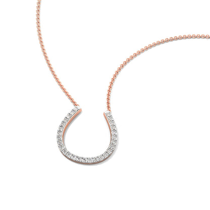 Horseshoe Diamond Chain Necklace-Rose Gold
