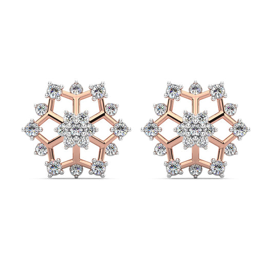 Snowflake Diamond Earrings-Rose Gold