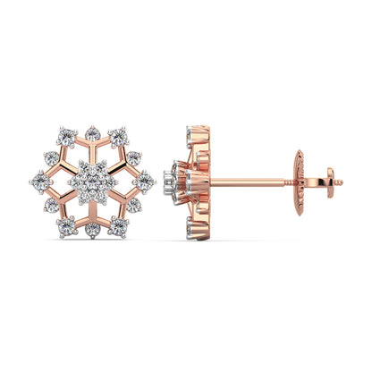 Snowflake Diamond Earrings-Rose Gold