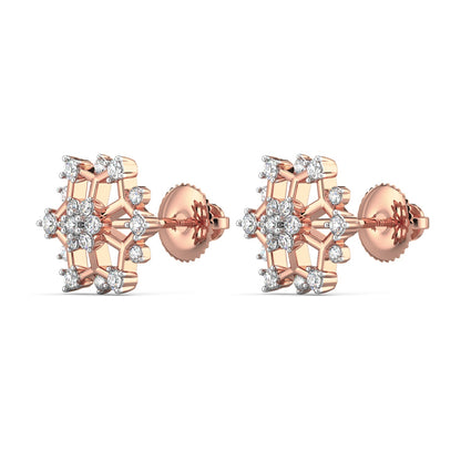 Snowflake Diamond Earrings-Rose Gold