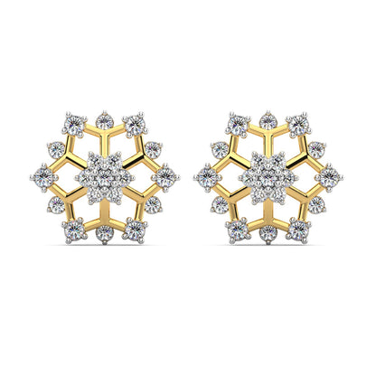 Snowflake Diamond Earrings-Yellow Gold