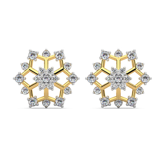 Snowflake Diamond Earrings-Yellow Gold
