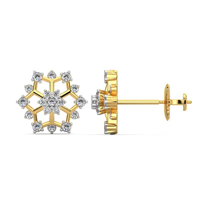 Snowflake Diamond Earrings-Yellow Gold