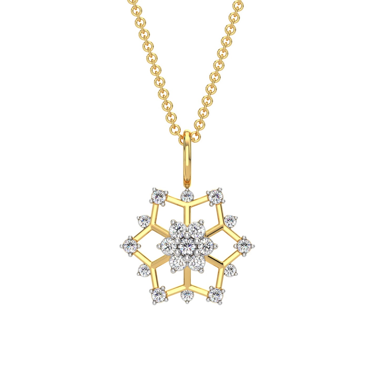 Snowflake Diamond Pendant-Yellow Gold