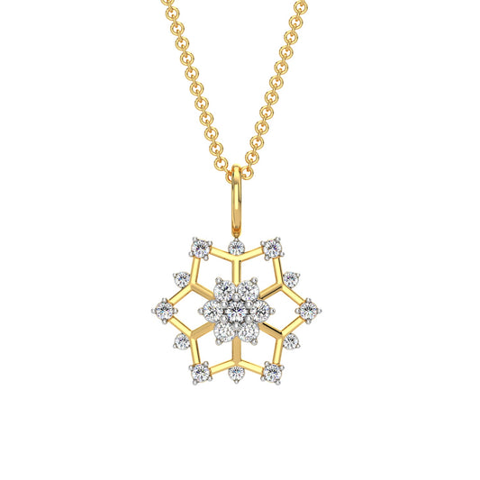 Snowflake Diamond Pendant-Yellow Gold