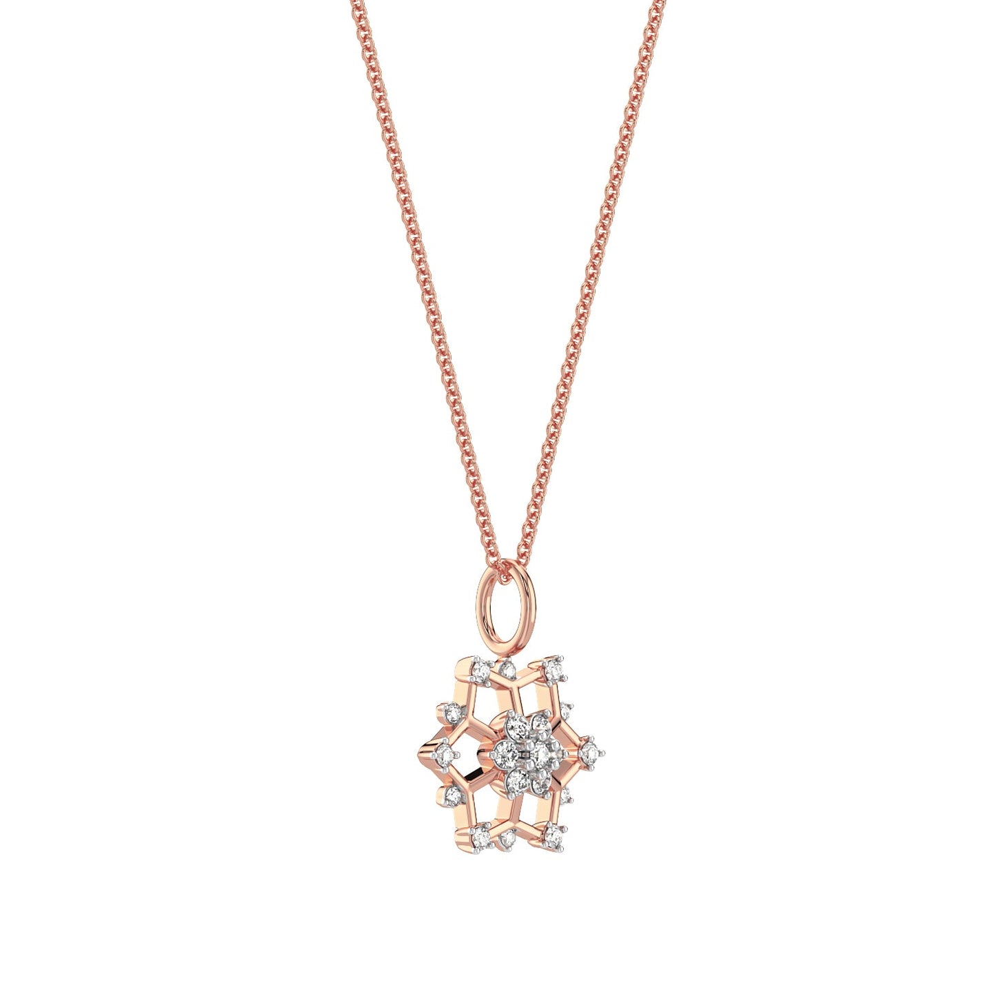 Snowflake Diamond Pendant-Rose Gold
