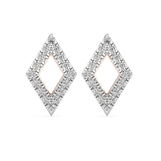 Geometric Diamond Earrings-Rose Gold
