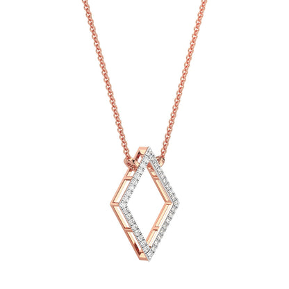 Geometric Diamond Chain Necklace-Rose Gold