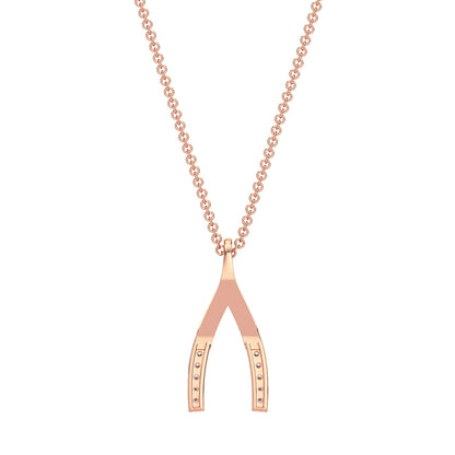 Wishbone Diamond Chain Necklace-Rose Gold
