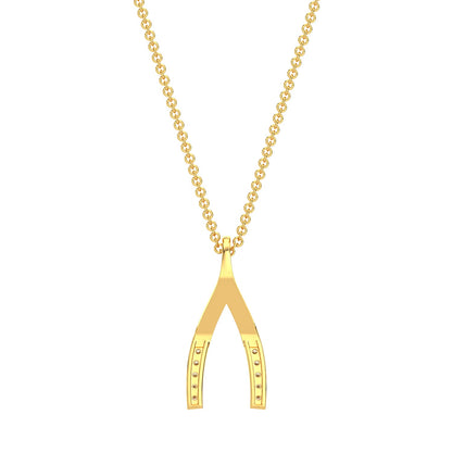 Wishbone Diamond Chain Necklace-Yellow Gold