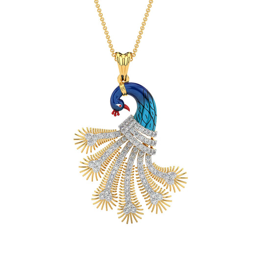 Plumage Sparkle Pendant-Yellow Gold