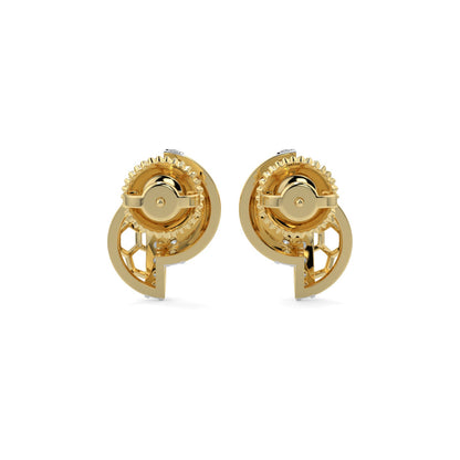 Hexa Halo Earrings-Yellow Gold
