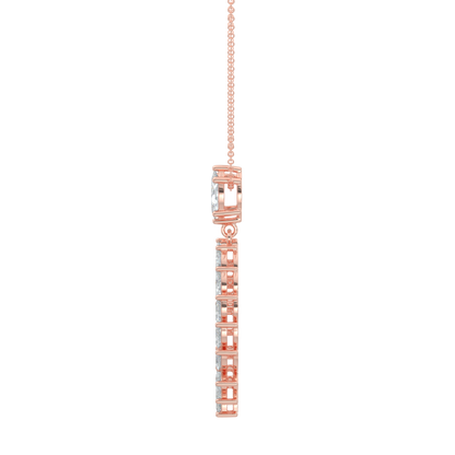 Marquise Halo Chain Necklace-Rose Gold