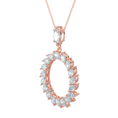 Marquise Halo Chain Necklace-Rose Gold
