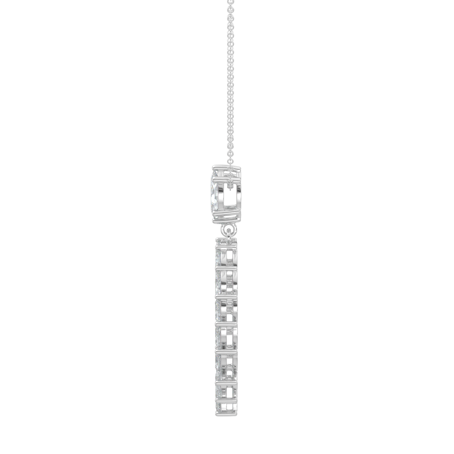Marquise Halo Chain Necklace-White Gold