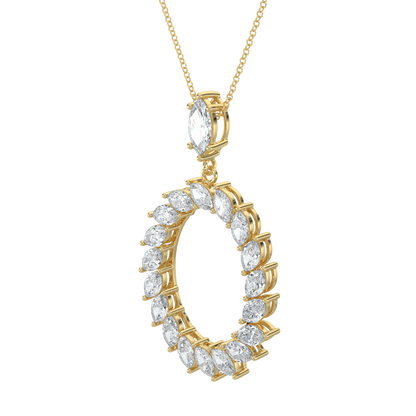 Marquise Halo Chain Necklace-Yellow Gold