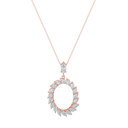Marquise Halo Chain Necklace-Rose Gold