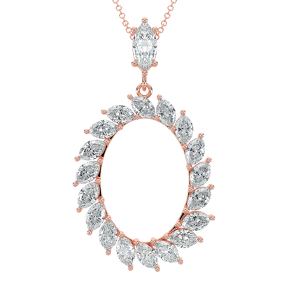 Marquise Halo Chain Necklace-Rose Gold