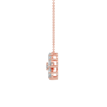 Flower Pear Solitaire Diamond Necklace-Rose Gold