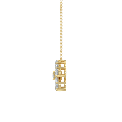 Flower Pear Solitaire Diamond Necklace-Yellow Gold