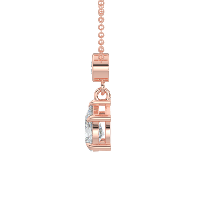 Pear Drop Solitaire Chain Necklace-Rose Gold