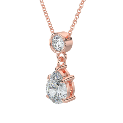 Pear Drop Solitaire Chain Necklace-Rose Gold
