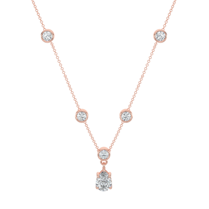 Pear Drop Solitaire Chain Necklace-Rose Gold
