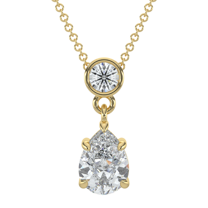 Pear Drop Solitaire Chain Necklace-Yellow Gold