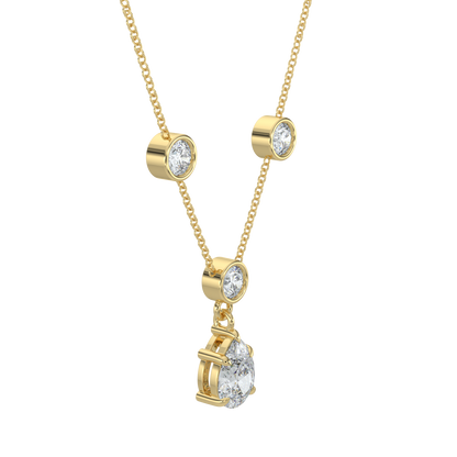 Pear Drop Solitaire Chain Necklace-Yellow Gold