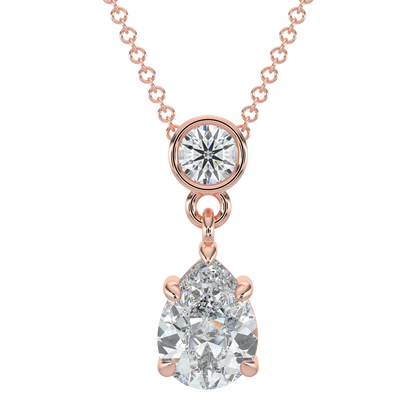 Pear Drop Solitaire Chain Necklace-Rose Gold