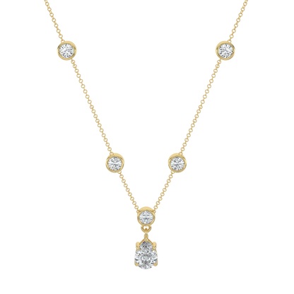 Pear Drop Solitaire Chain Necklace-Yellow Gold