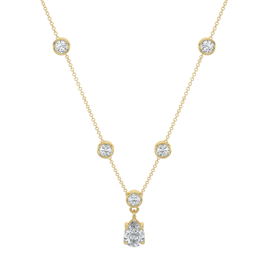 Pear Drop Solitaire Chain Necklace-Yellow Gold